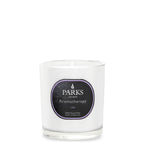 Parks London aromatherapy candle with a label on a white background