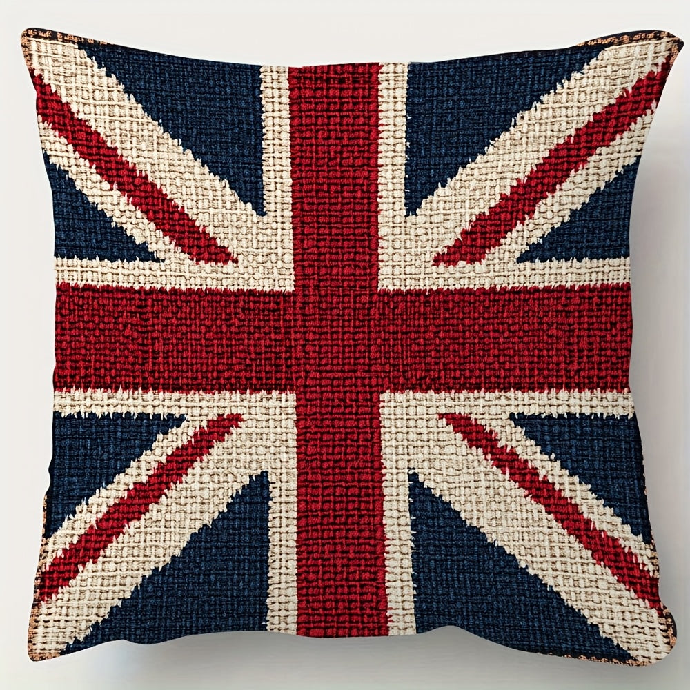 Pillow with a Union Jack design on a plain background