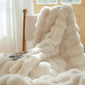 1 PC Faux Rabbit Fur ,Luxury Soft, Warm Bubble Blanket, | Cozy Throw for Bedroom, Guest Room, Living Room,4lb - MOOAZAA