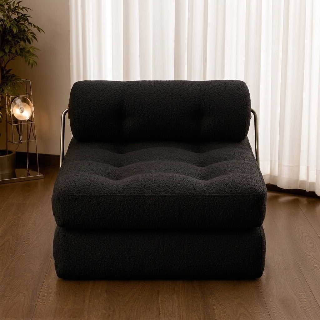 Zisiz Cream Modern Lamb Fleece Sofa Bed