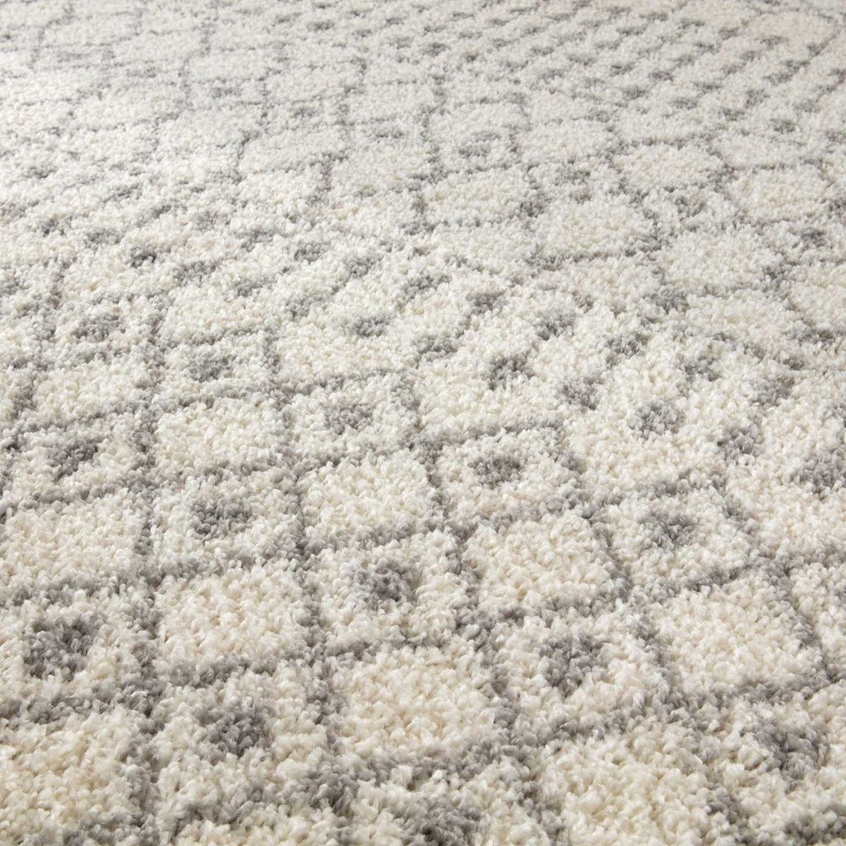 Moroccan Ivory Grey Shaggy Rug | 1000