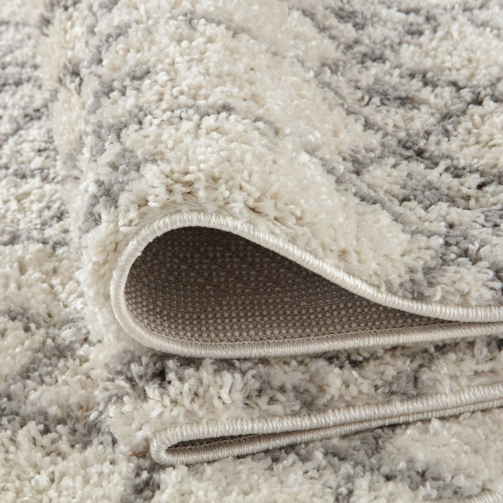 Moroccan Ivory Grey Shaggy Rug | 1000