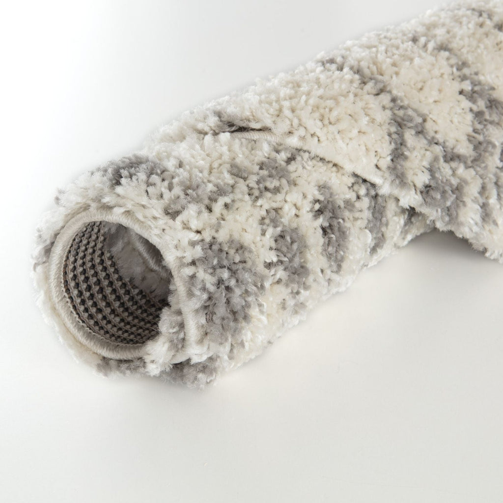 Moroccan Ivory Grey Shaggy Rug | 1000