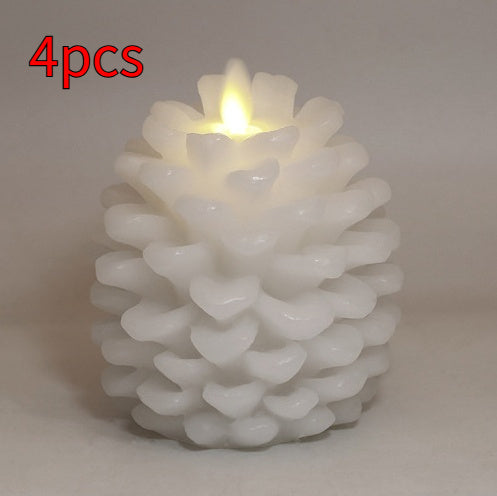 White textured candle with a lit flame on a plain background, labeled '4pcs'.