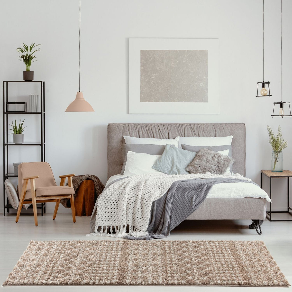 Moroccan Beige Shaggy Rug | 1020