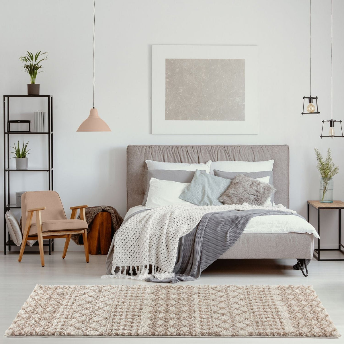 Moroccan Ivory Beige Shaggy Rug | 1030