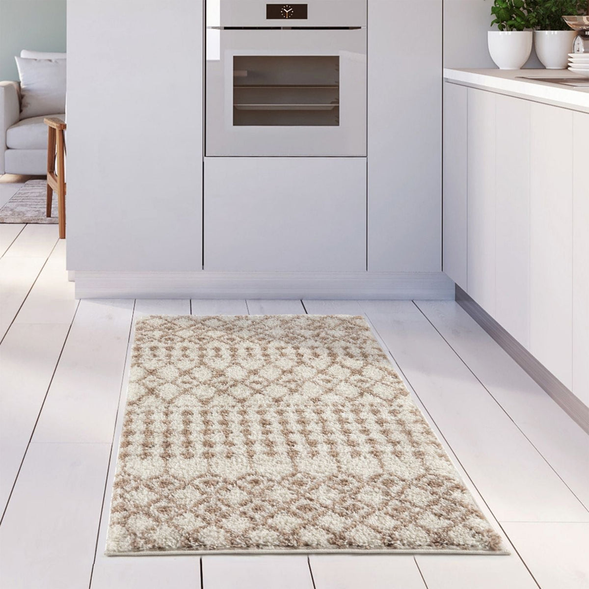 Moroccan Ivory Beige Shaggy Rug | 1030