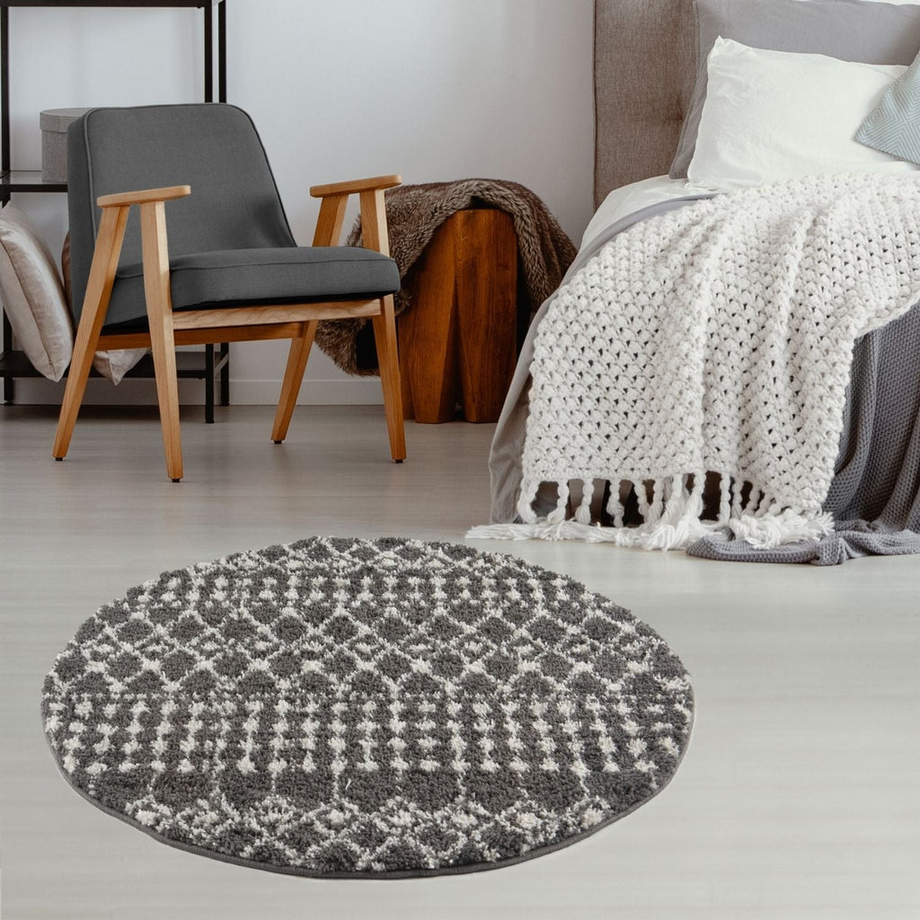 Moroccan Dark Grey Shaggy Rug | 1040