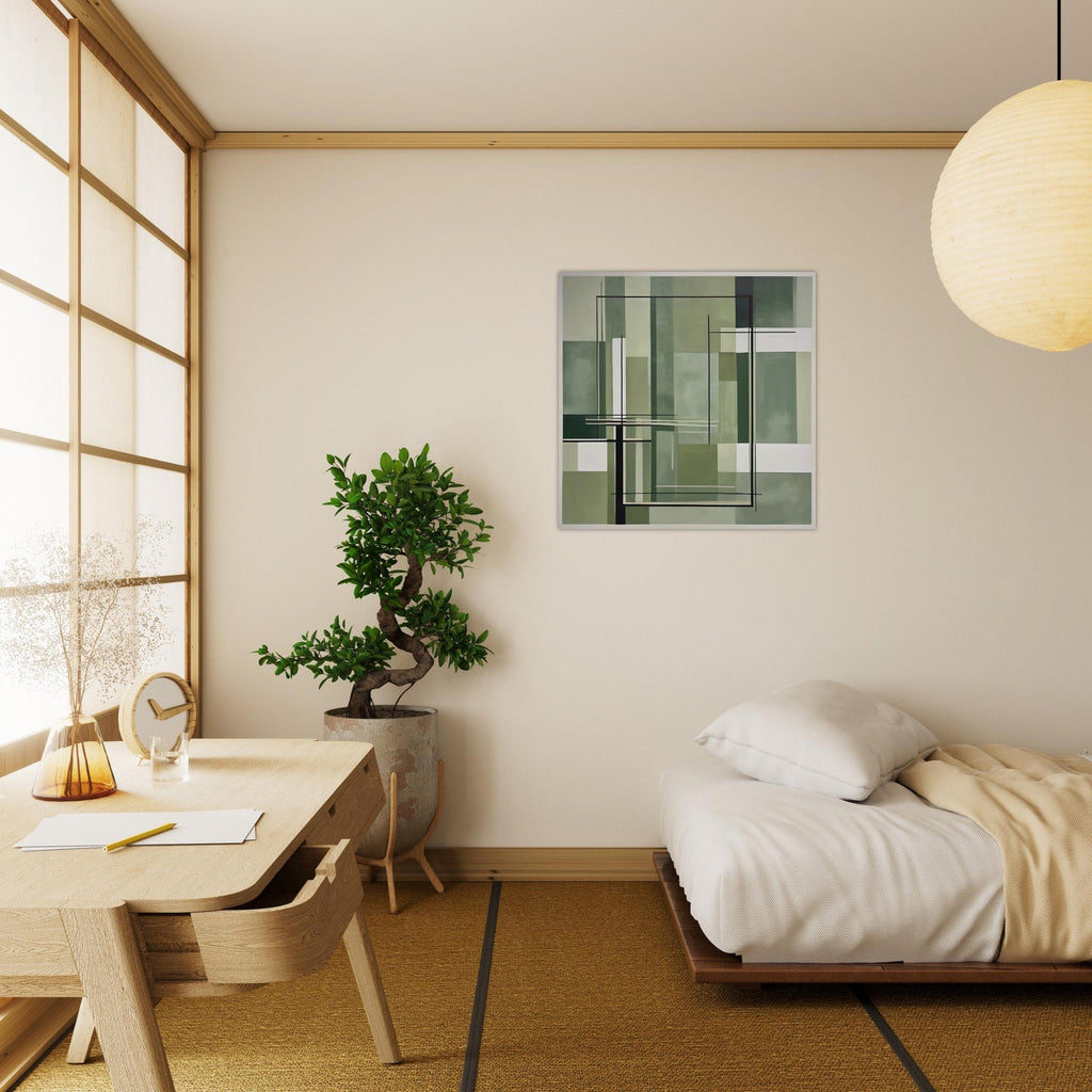 Sage Green Abstract Wall Art Print – Minimalist Geometric Poster, Modern Neutral Scandinavian Living Room Decor