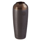 Tall ribbed vase on a white background
