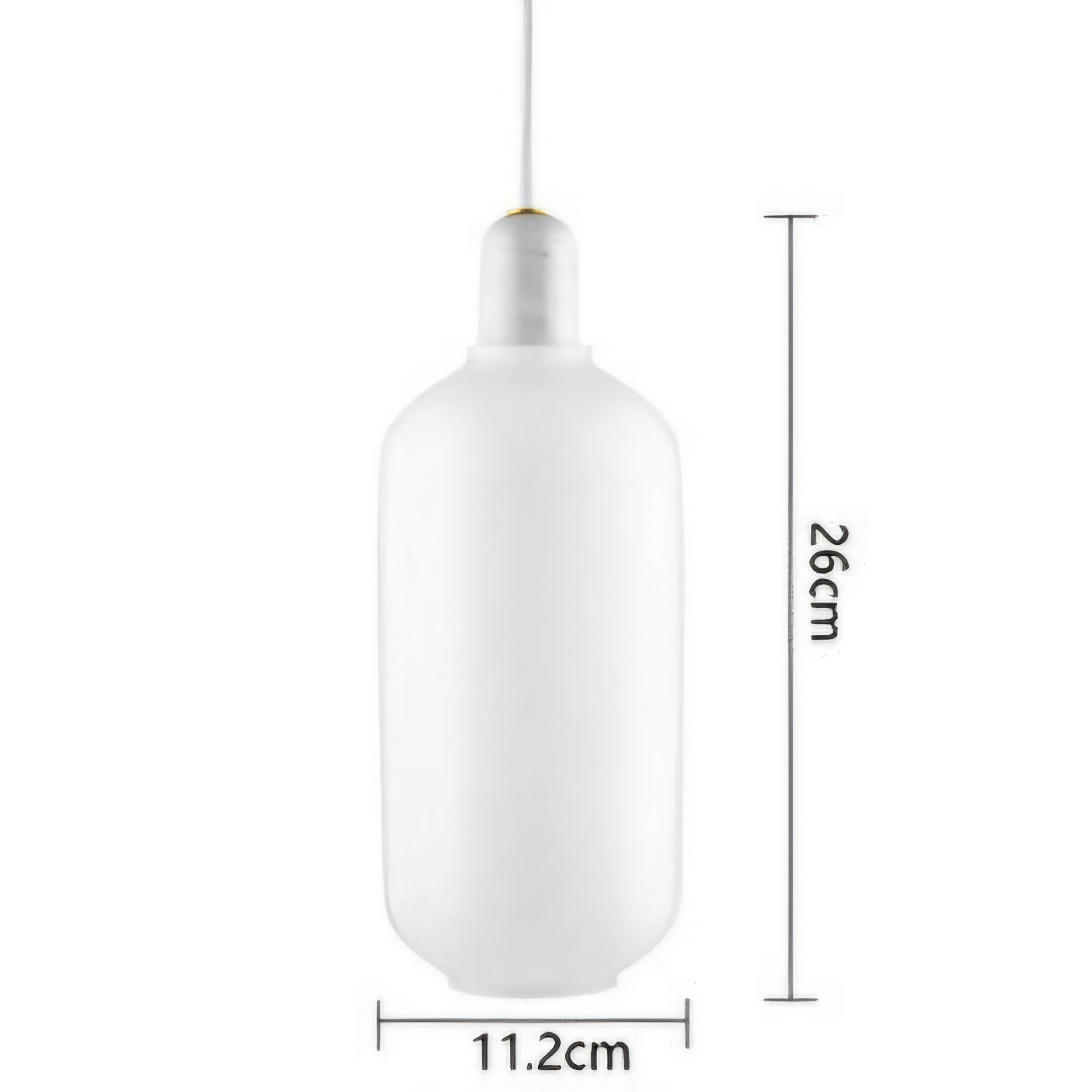A white pendant light with dimension markings showing a height of 26cm and a width of 11.2cm on a plain white background.