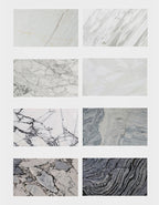 Collection of various marble textures on a white background