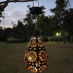 Waterproof Solar Garden Light LED Lantern Hanging Outdoor Solar Lamp Olive Shape Sensitive Sensor Control Solar Powered Lamp