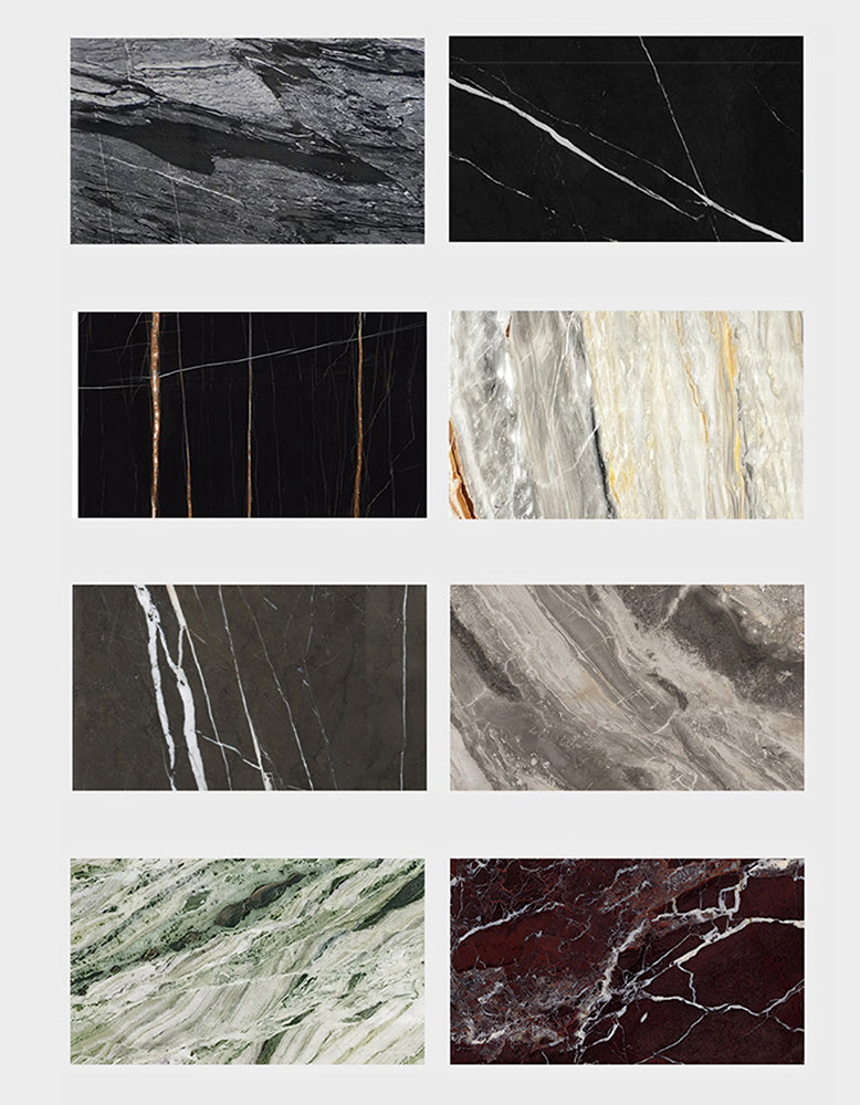 Collection of various marble textures in different colors and patterns.