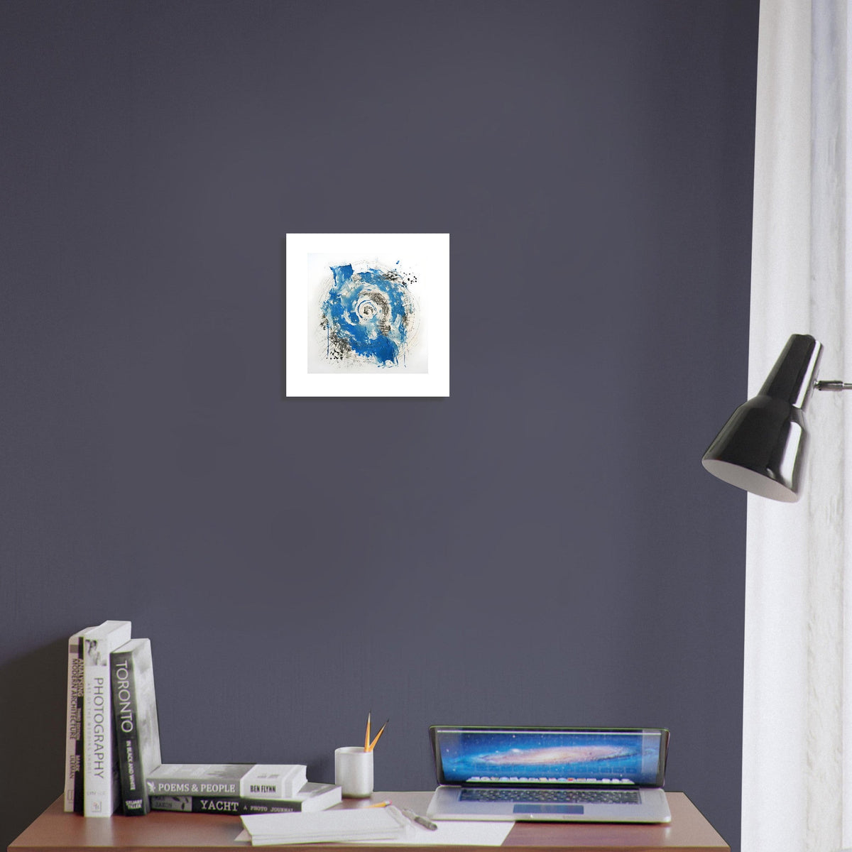 Abstract Blue & White Impasto Art Print