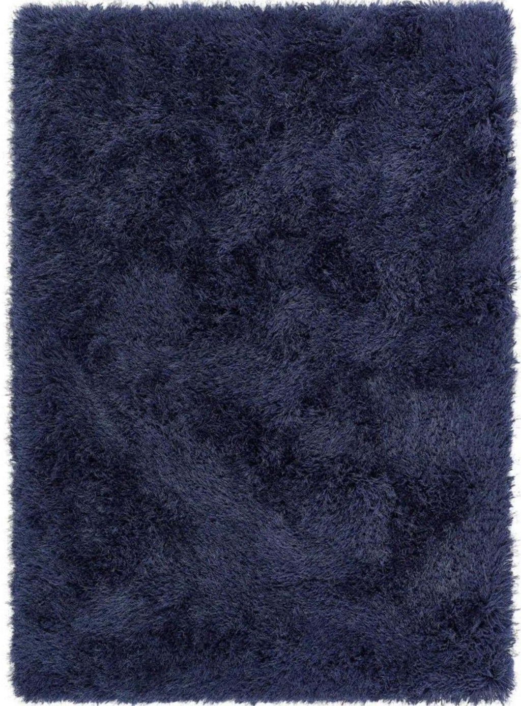Navy blue shaggy rug with a textured surface
