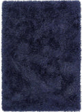 Navy blue shaggy rug with a textured surface
