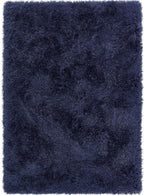 Navy blue shaggy rug with a textured surface