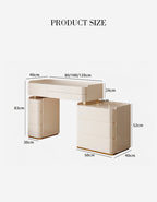 Measurement chart of a rectangular table with dimensions labeled.