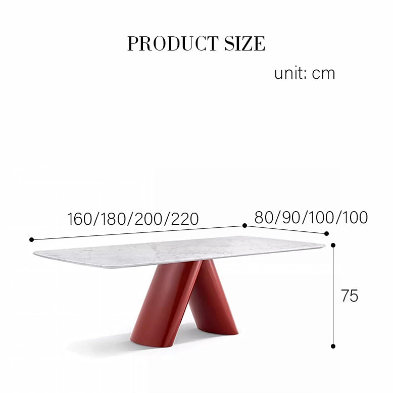 Measurement chart of a table with dimensions in centimeters on a white background
