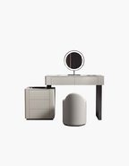 Paulina Modern Dressing Table With Drawers & LED Light, Solid Wood