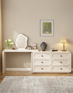 Murphy Corner Dressing Table With 6 Drawers and Chair, Cream