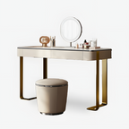Dressing table with mirror and stool on a white background