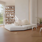 White Bear Cozy Sofa, Four Seater Sofa, Corduroy