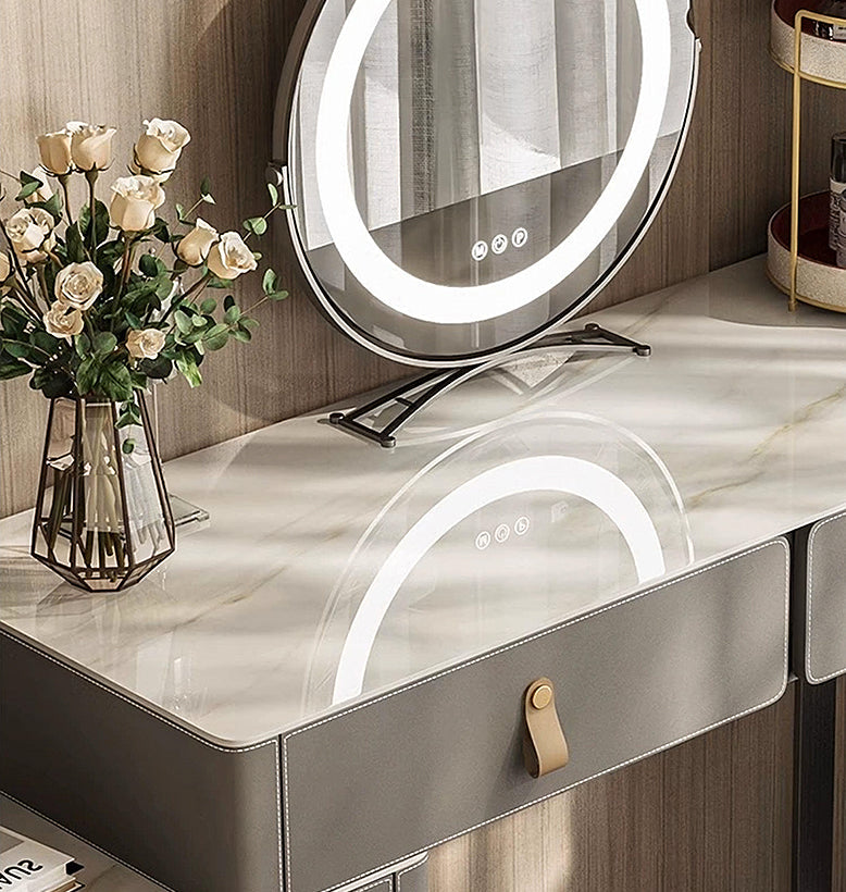 Sanchez Dressing Table, Vanity Table With LED Mirror, Grey