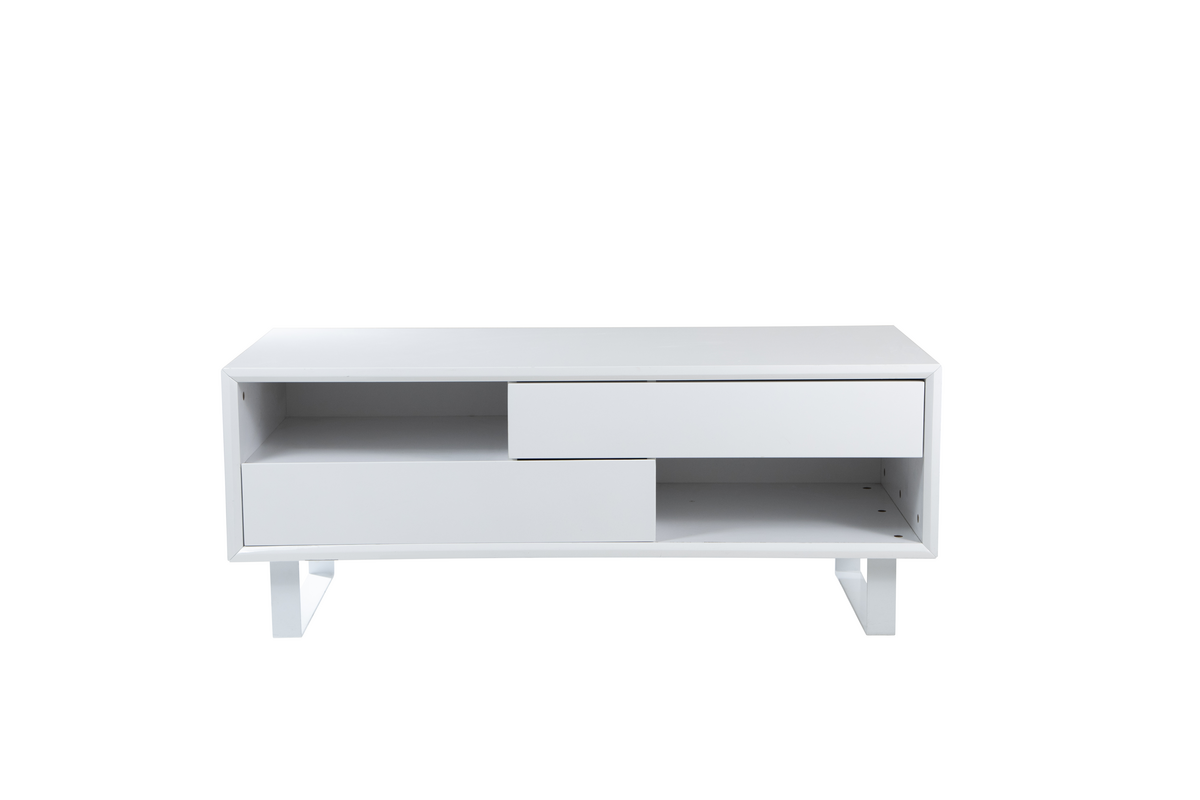 Moritz White High Gloss Finish 2 Drawer Coffee Table