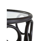 Antalya Black Metal Round Side Table with Glass Top