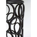 Antalya Black Metal Round Side Table with Glass Top