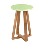 Viborg Green and Natural Bamboo Round Stool
