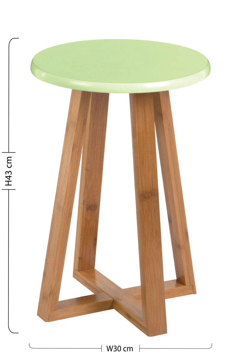 Viborg Green and Natural Bamboo Round Stool