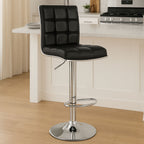 Tavor Black Quilted Faux Leather Adjustable Bar Chair