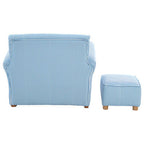 Kids Blue and White Striped Rocking Chair with Footstool