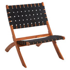 Emilio Black Woven Chair with Acacia Wood Frame
