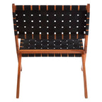 Emilio Black Woven Chair with Acacia Wood Frame