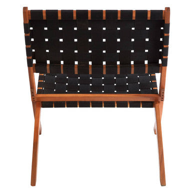 Emilio Black Woven Chair with Acacia Wood Frame