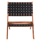 Emilio Black Woven Chair with Acacia Wood Frame
