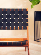 Emilio Black Woven Chair with Acacia Wood Frame
