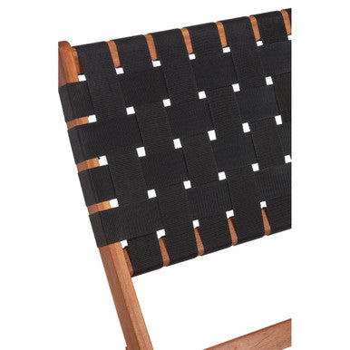 Emilio Black Woven Chair with Acacia Wood Frame