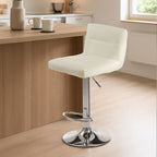 Baina White Leather Effect Bar Stool with Chrome Finish Base