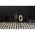 Sarita Black Velvet and Silver Finish Stackable Oval Back Dining Chair