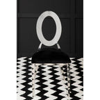 Sarita Black Velvet and Silver Finish Stackable Oval Back Dining Chair