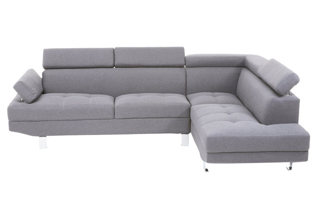 Hanover Grey Linen Corner Sofa with Adjustable Headrests