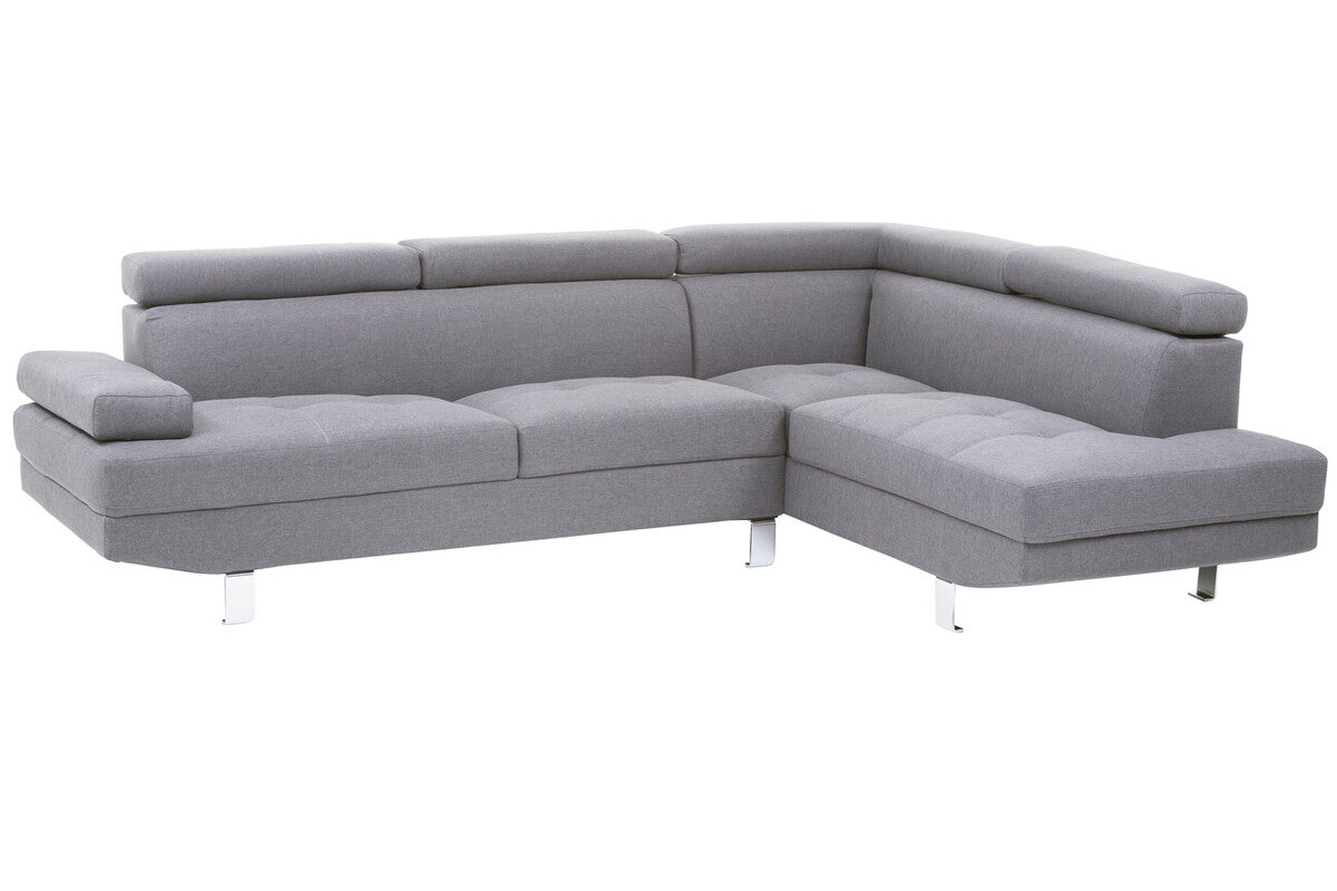 Hanover Grey Linen Corner Sofa with Adjustable Headrests