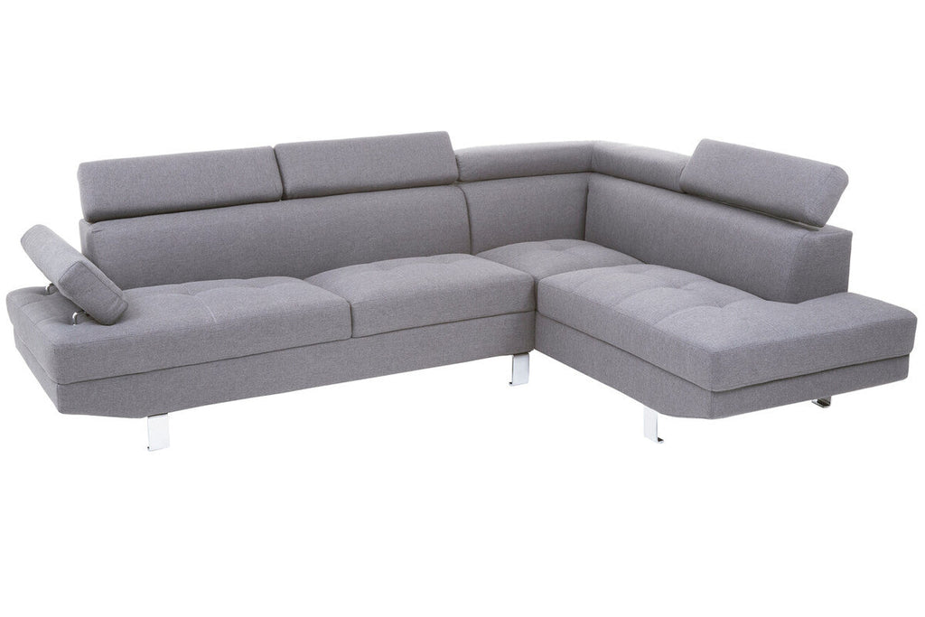 Hanover Grey Linen Corner Sofa with Adjustable Headrests