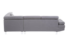 Hanover Grey Linen Corner Sofa with Adjustable Headrests