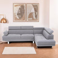 Hanover Grey Linen Corner Sofa with Adjustable Headrests